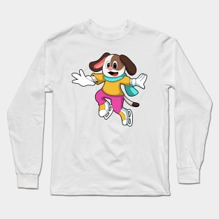 Dog at Ice skating with Ice skates Long Sleeve T-Shirt